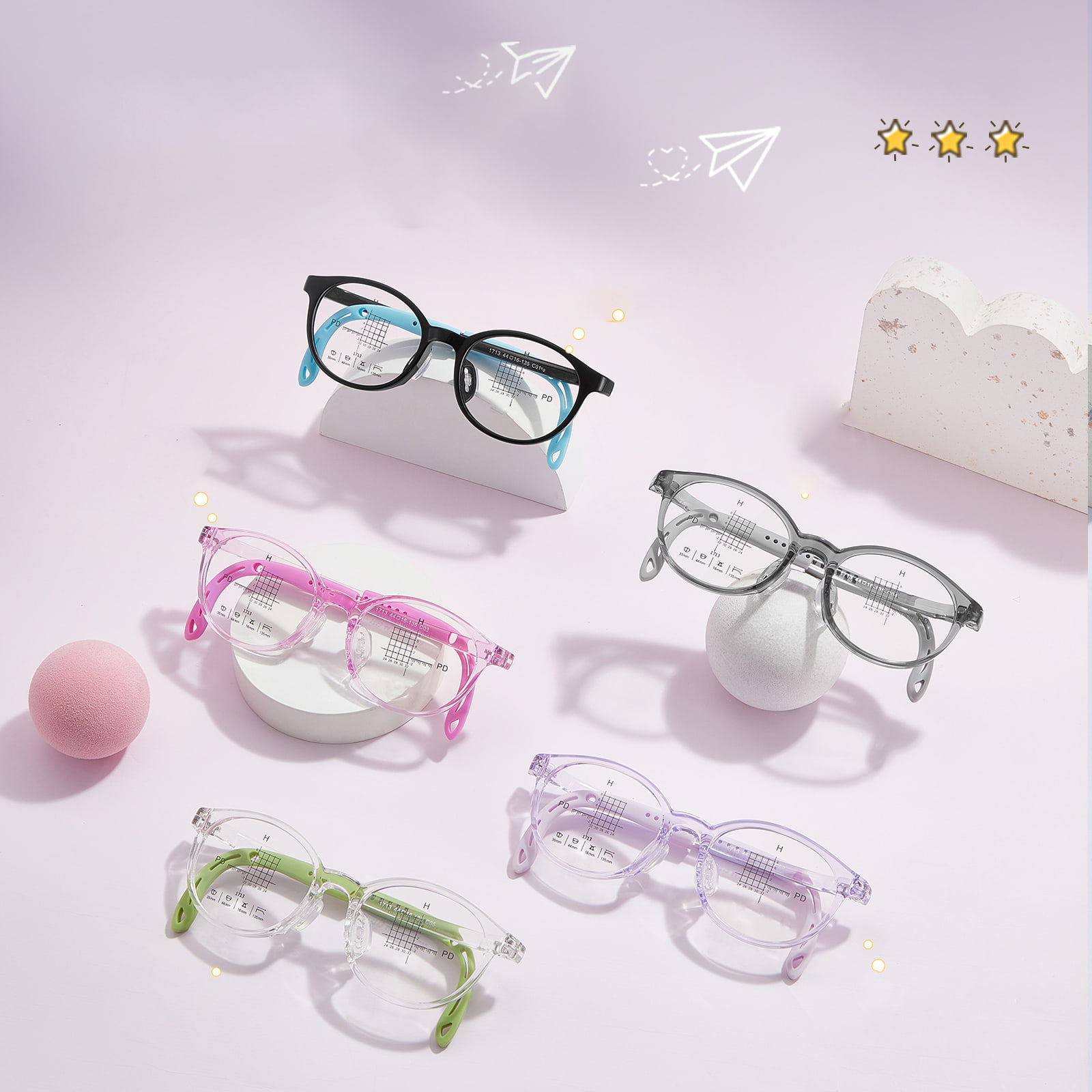 1713 Adjustable Temples Comfortable Soft Silicone Nose Pads Glasses