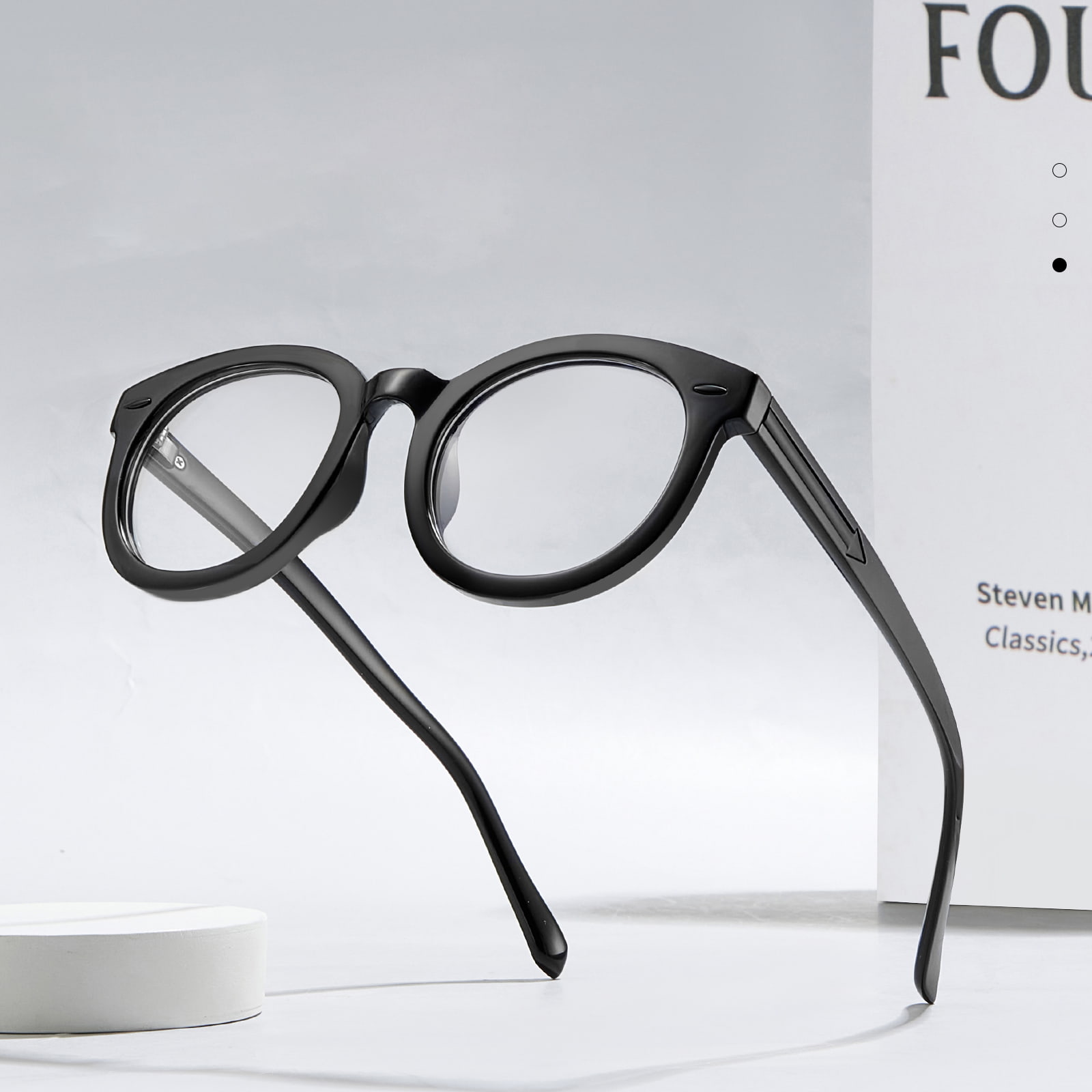 8391 Large Round Frame Arrow Temples Anti-Blue Light Glasses