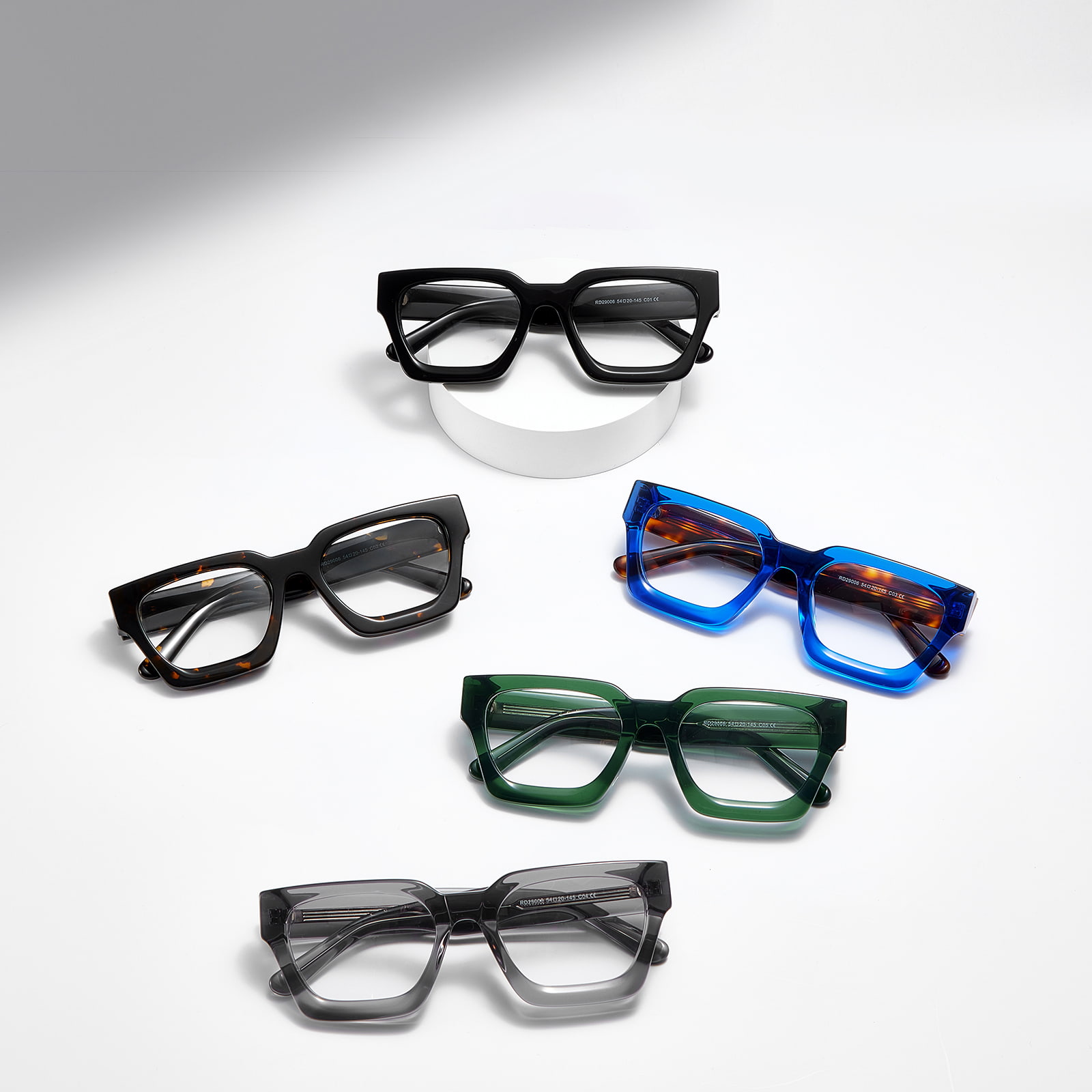 RD29006 Rough Square Frame Hinged Acetate Glasses