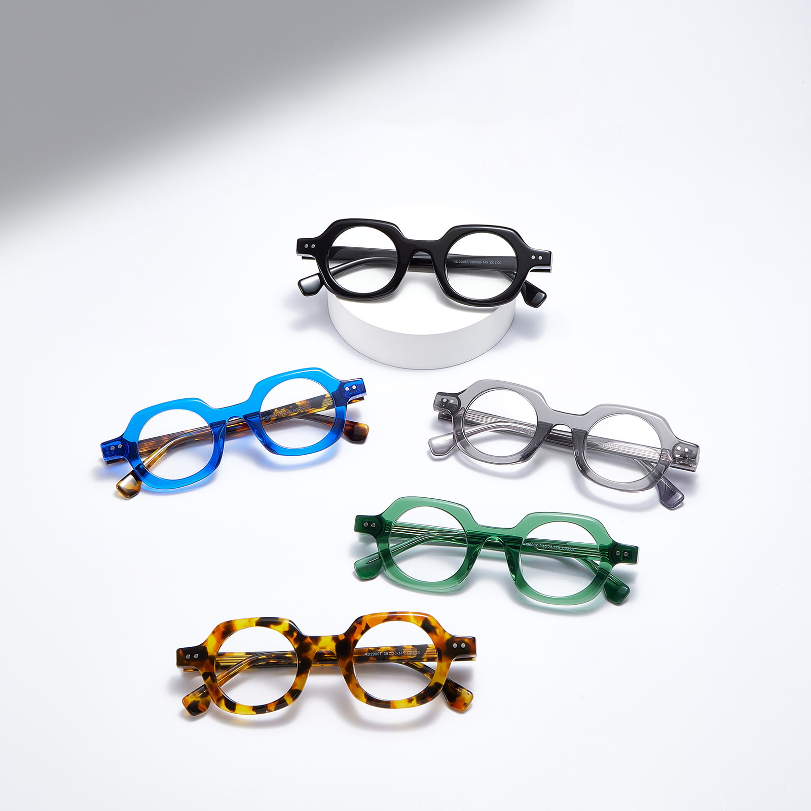 RD29007 Special Shaped Bold Crystal Plate Glasses
