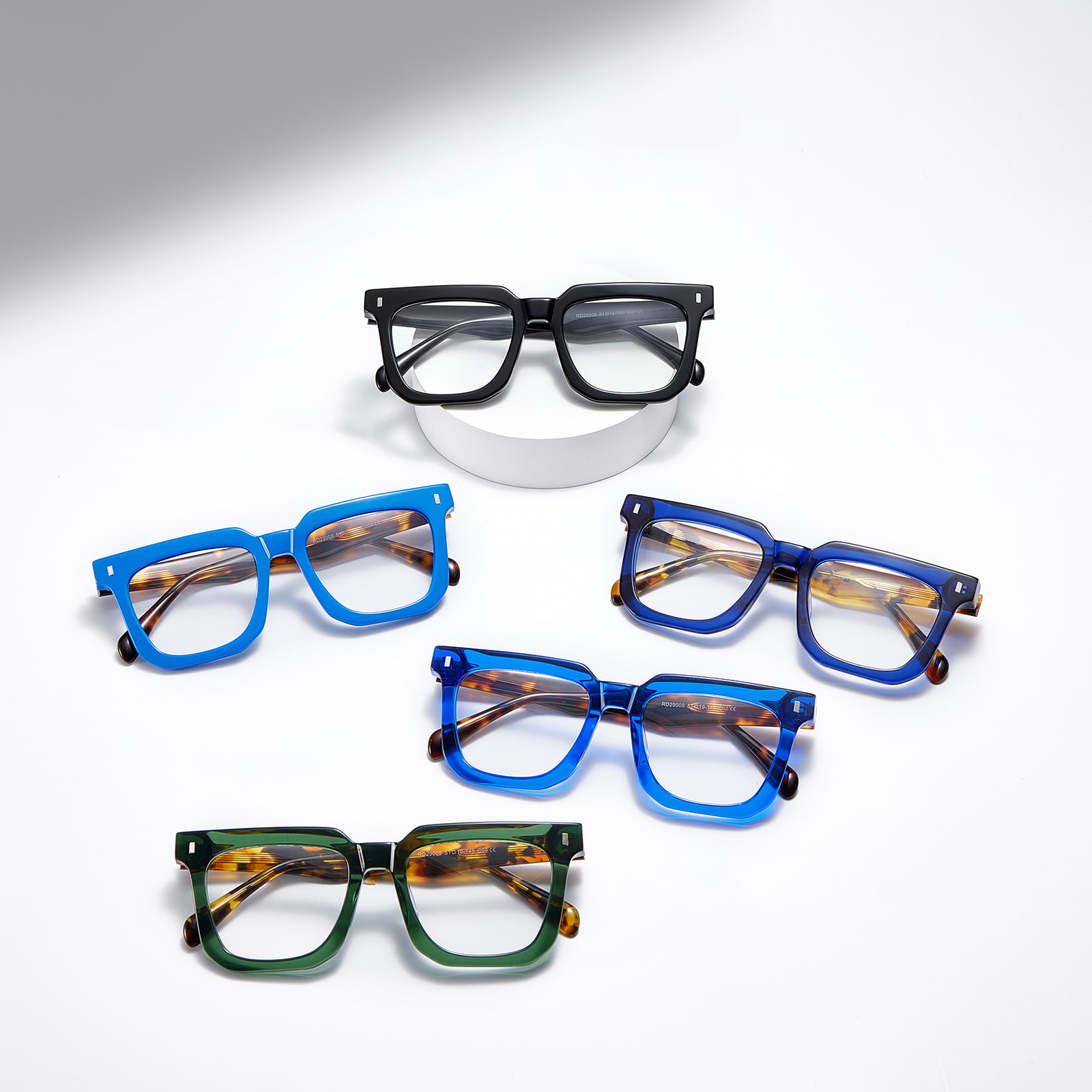 RD29009 Bold Square Frame Tortoiseshell Textured Acetate Glasses