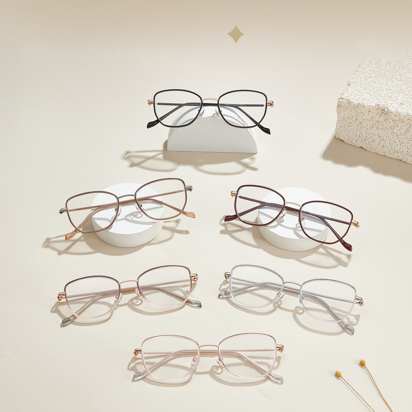 TQ5776 Gold Glue Inner Ring Lightly Bounces the Temples to Block Blue Light Glasses