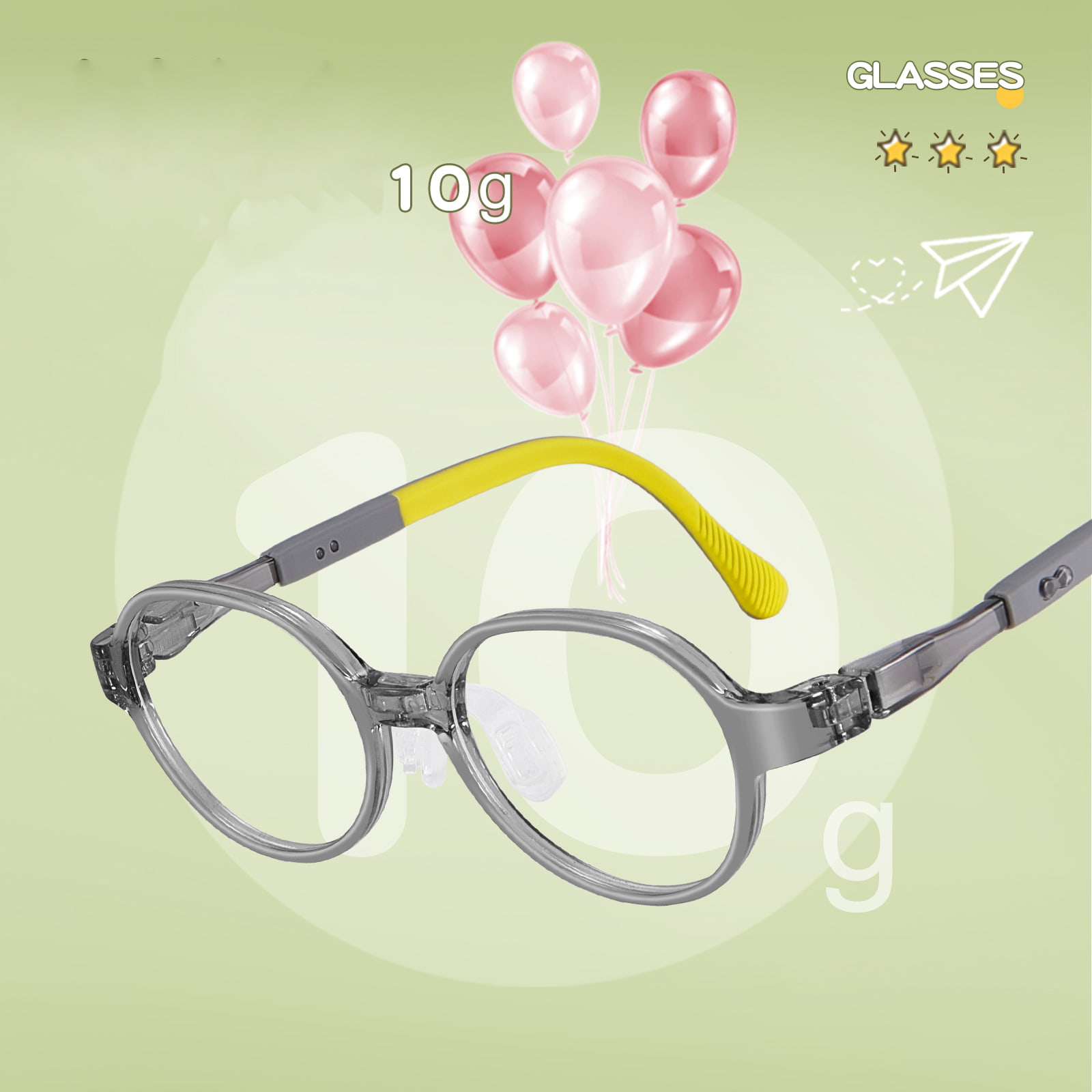 2072 Student Bow Hinge Wear-Resistant Soft Silicone Nose Pad Glasses