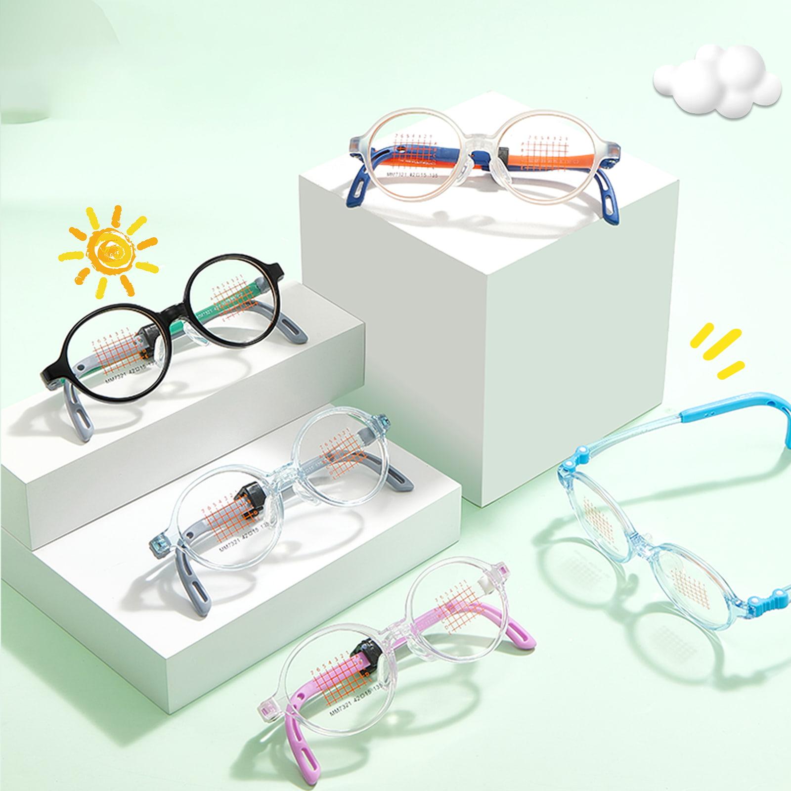 MM7321 Anti-Bending Adjustable Temple EMS Glasses