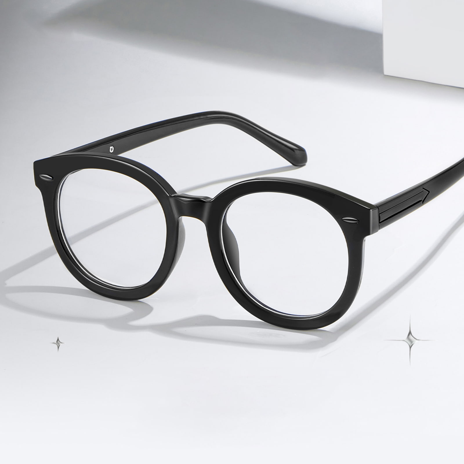 8391 Large Round Frame Arrow Temples Anti-Blue Light Glasses