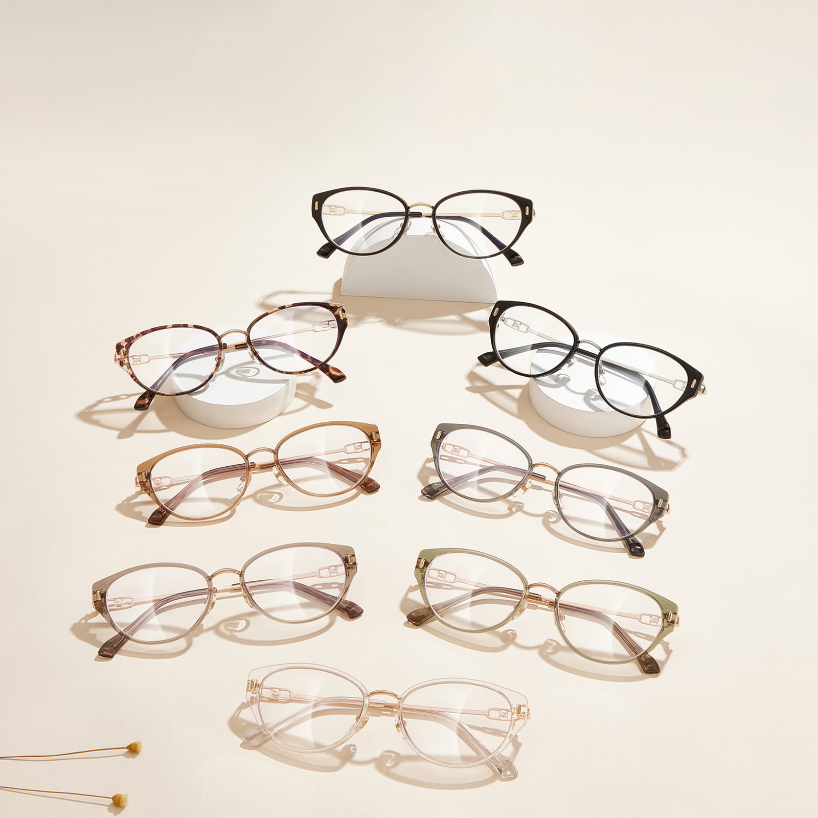S12008 Cat-Eye Hollow Inner Ring Anti-Blue Light Glasses