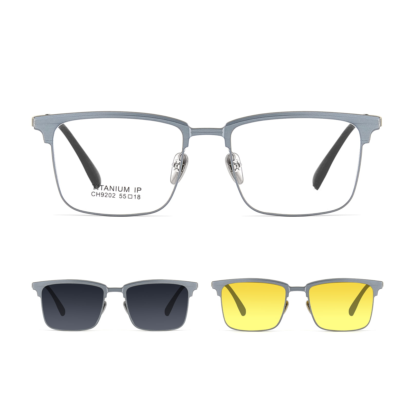 CH9202 Finely Carved One-Piece Myopia Three-In-One Magnetic Sunglasses