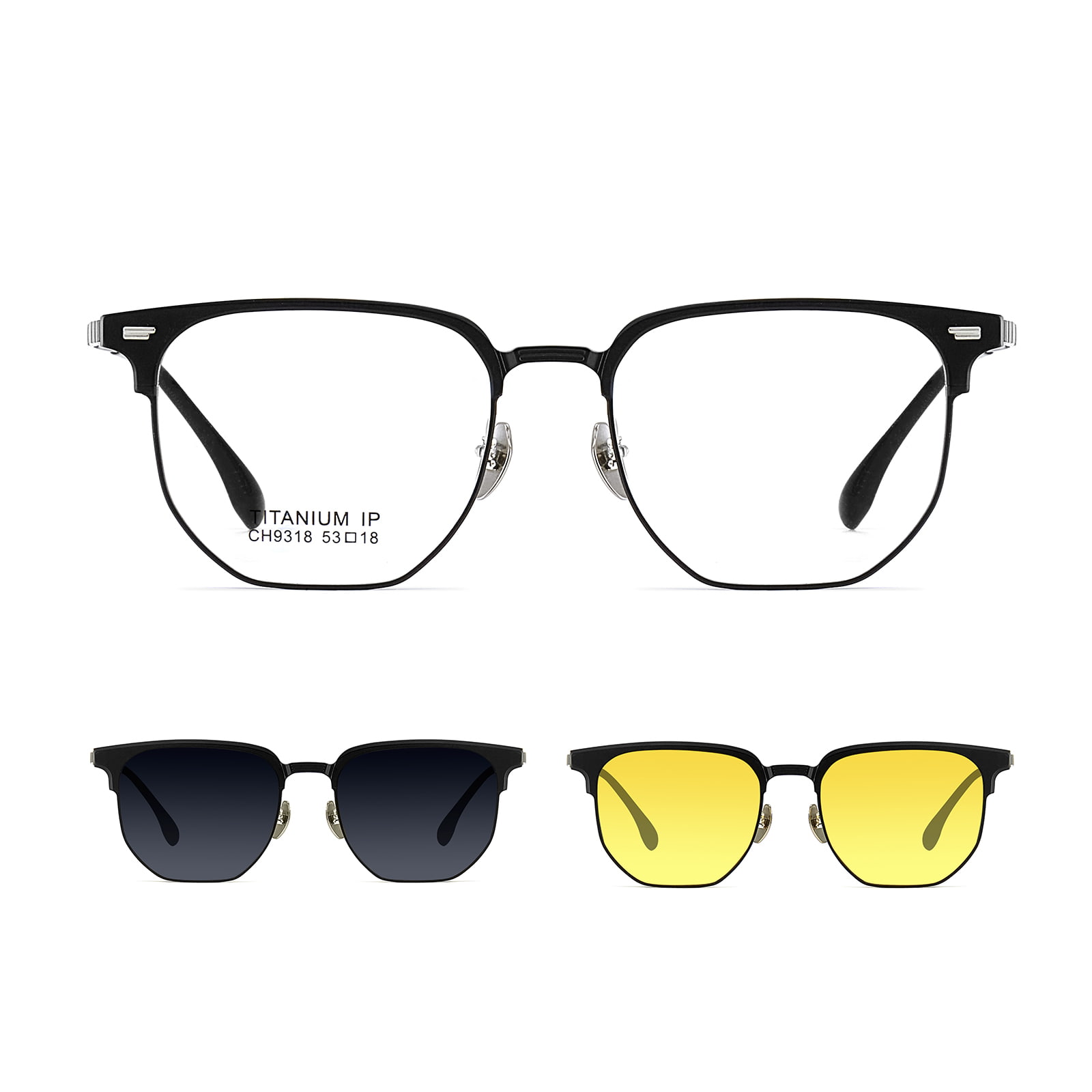 CH9318 Polygonal Great Wall Mirror Three-In-One Magnetic Sunglasses