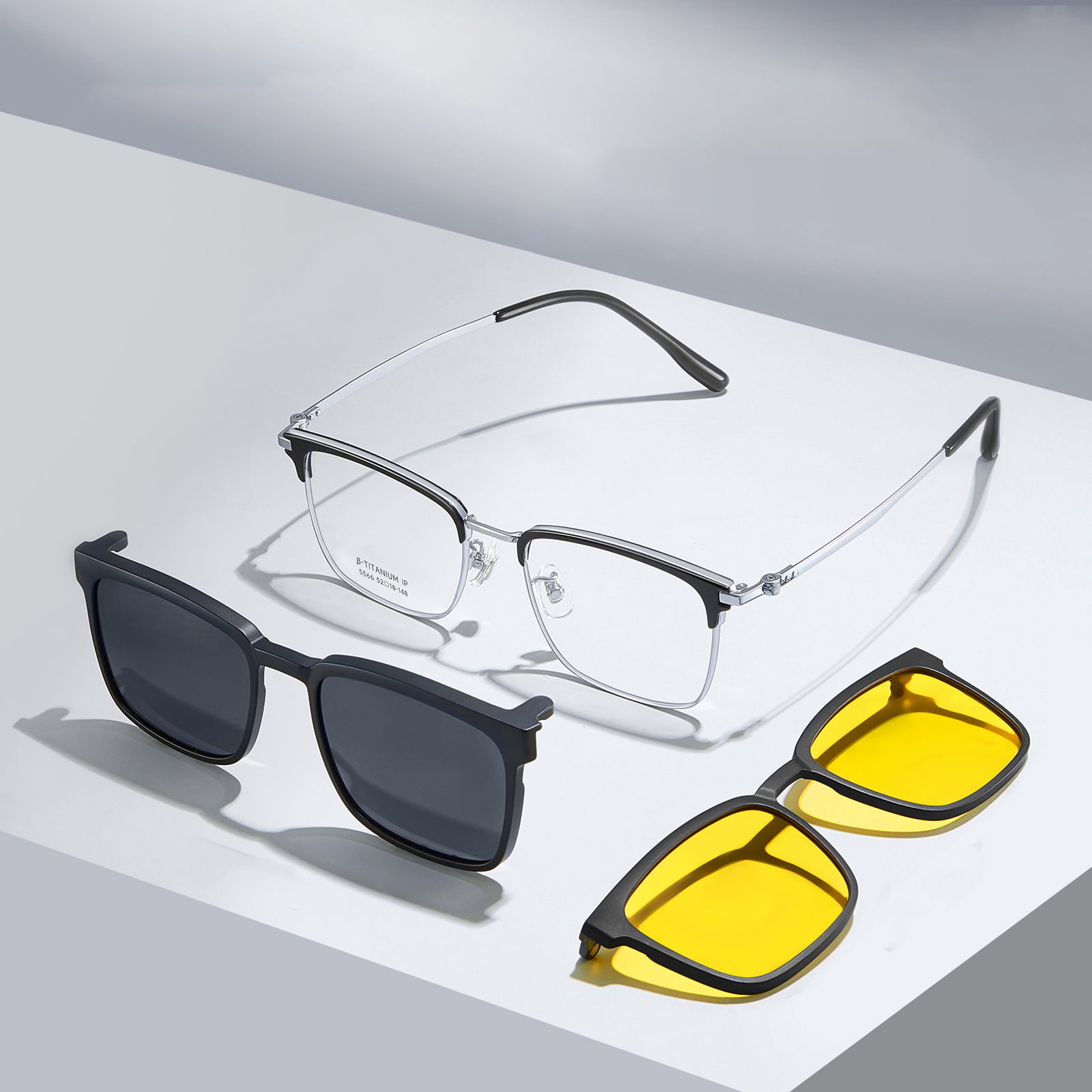 5566 Invisible Embedded Magnet High Definition 3-In-1 Magnetic Sunglasses