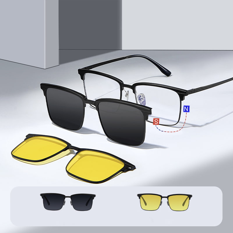 CH9202 Finely Carved One-Piece Myopia Three-In-One Magnetic Sunglasses