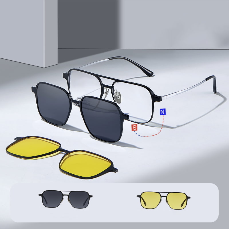 CH7038 Aluminum-Magnesium Double Beam Three-In-One Magnetic Myopia Polarized Sunglasses