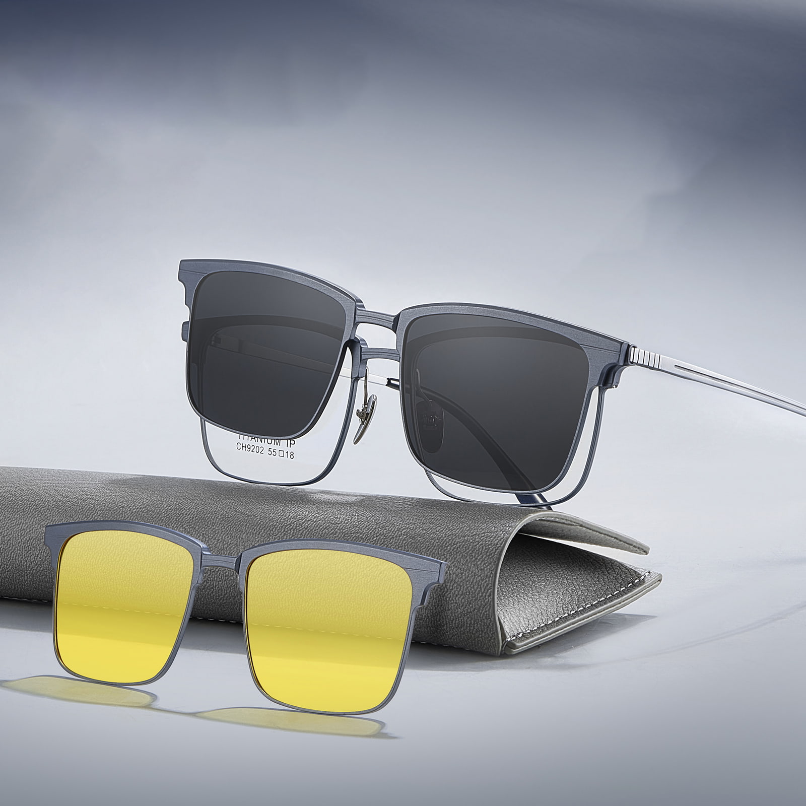 CH9202 Finely Carved One-Piece Myopia Three-In-One Magnetic Sunglasses