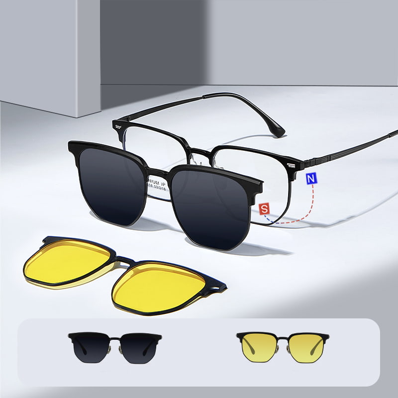 CH9318 Polygonal Great Wall Mirror Three-In-One Magnetic Sunglasses