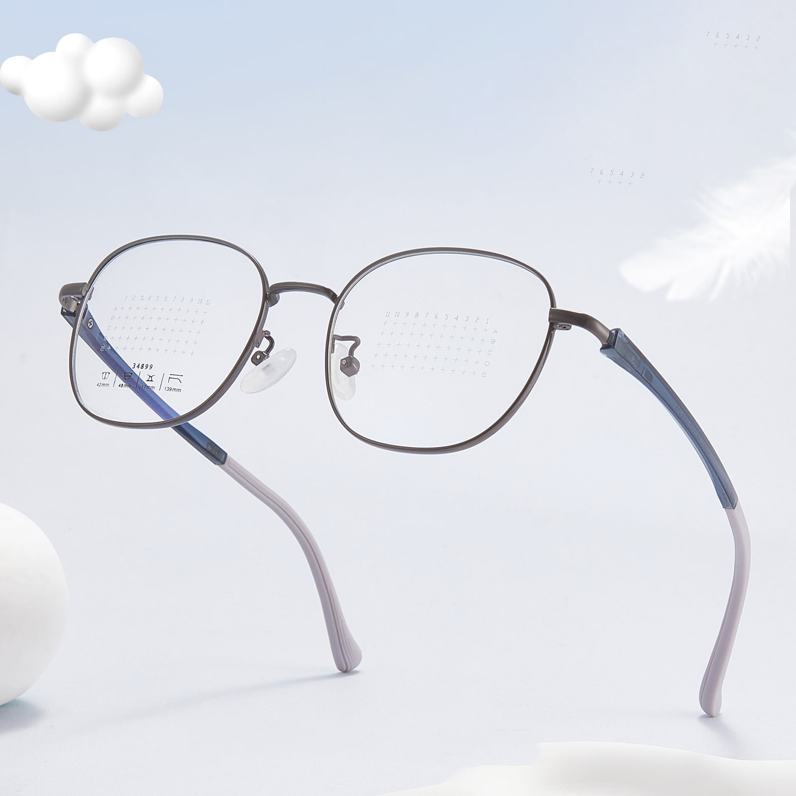 34899 Round Frame TR90 Temples Without Pressing the Bridge of the Nose Alloy Glasses